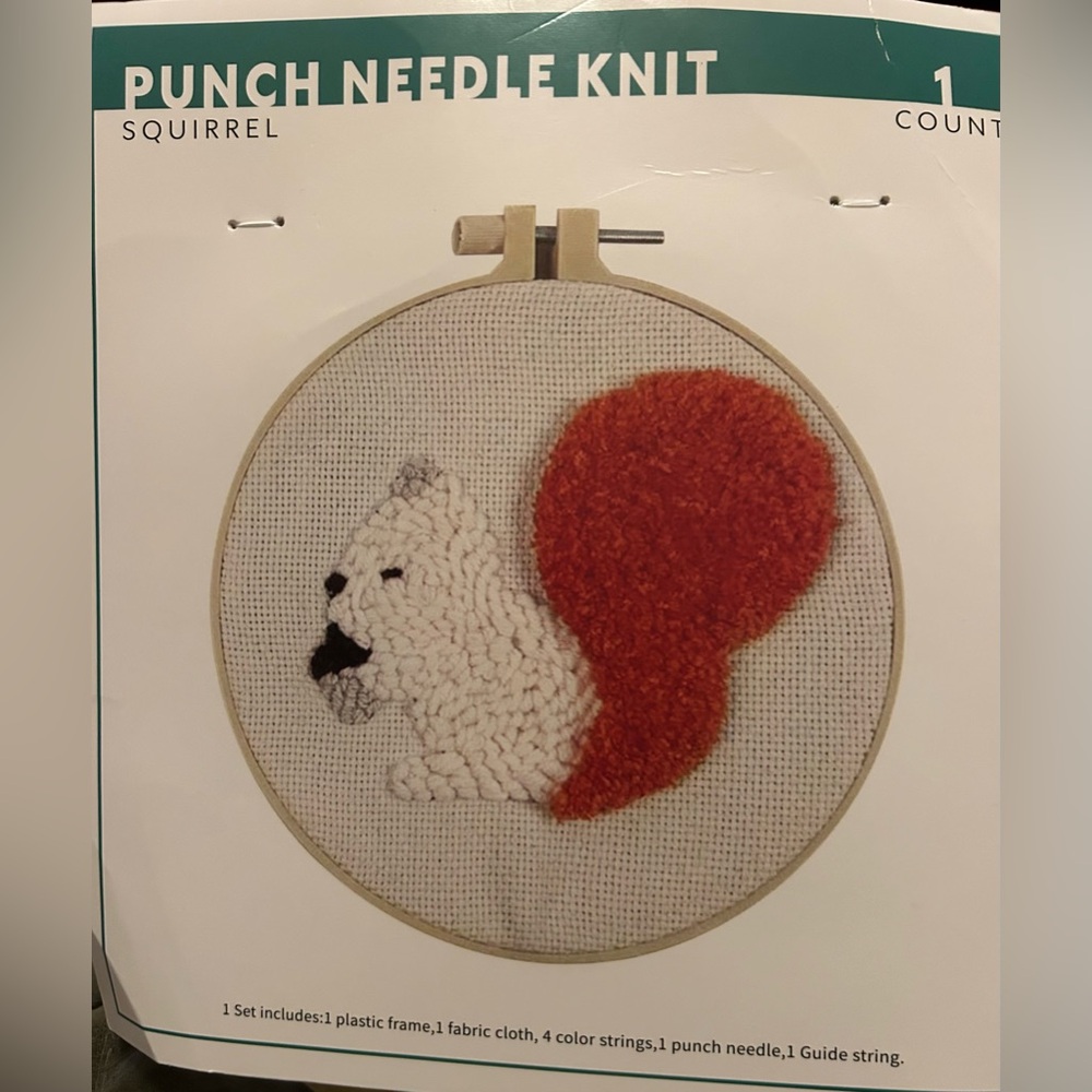 Punch Needle Knit Squirrel Kit